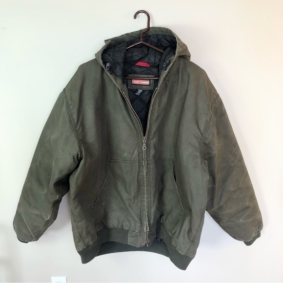 Craftsman gray green chore coat hood quilted lining XXL - Picture 4 of 15